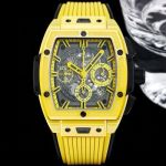 Hublot rubber strap replica replacement SPIRIT OF BIG BANG Yellow steel case Diameter 42mm watch